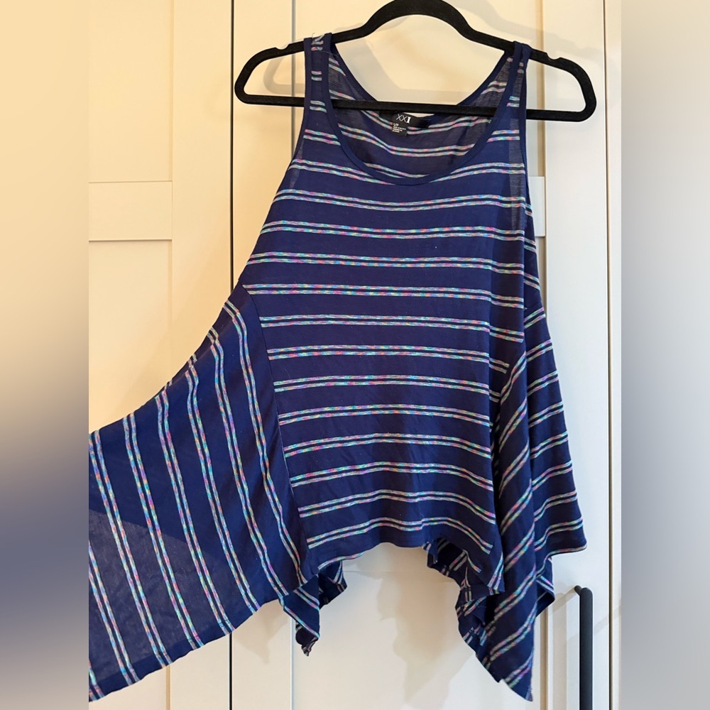 Navy Blue Striped Tank Top
